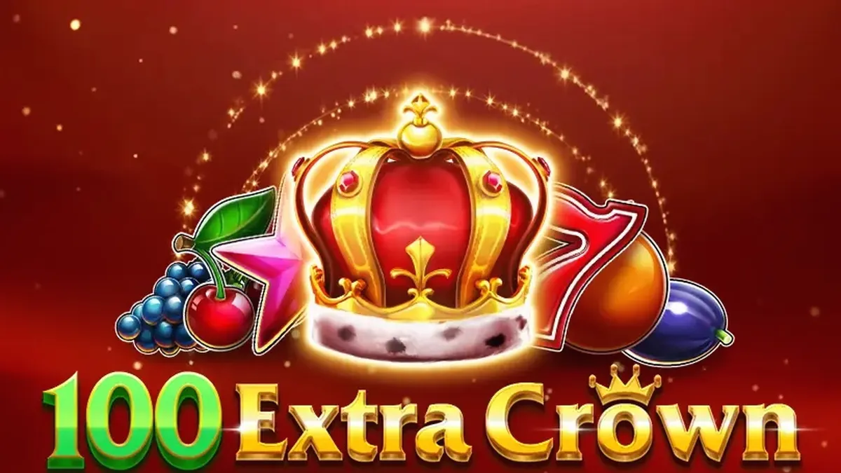 Tampilan visual slot 100 Extra Crown dengan simbol buah dan mahkota emas